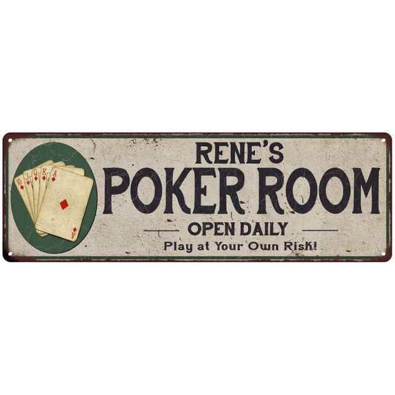 Rene's Poker Room 8x24 Metal Sign Game Decor 108240048395