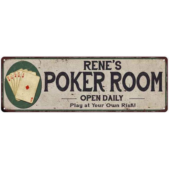 Rene's Poker Room Gift 6x18 Metal Sign Game Decor 206180048395