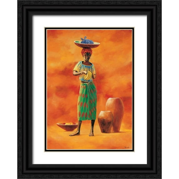 Renee 14x18 Black Ornate Wood Framed with Double Matting Museum Art Print Titled - African beauty 2-3