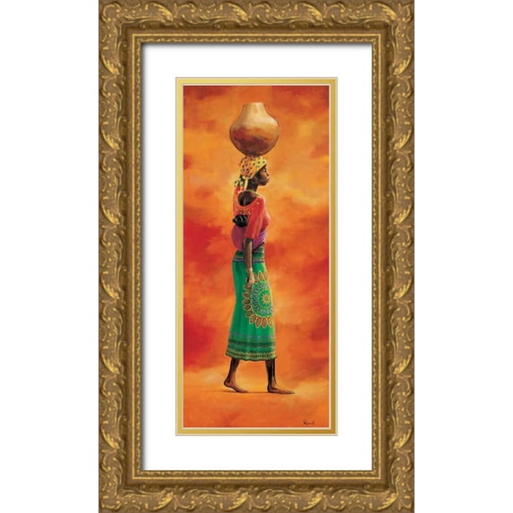 Renee 16x32 Gold Ornate Wood Framed with Double Matting Museum Art Print Titled - African lady 1-3