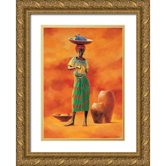 Renee 18x24 Gold Ornate Wood Framed with Double Matting Museum Art Print Titled - African beauty 2-3