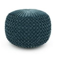 thumbnail image 1 of Renee Boho Round Pouf in Teal Velvet Fabric, 1 of 7