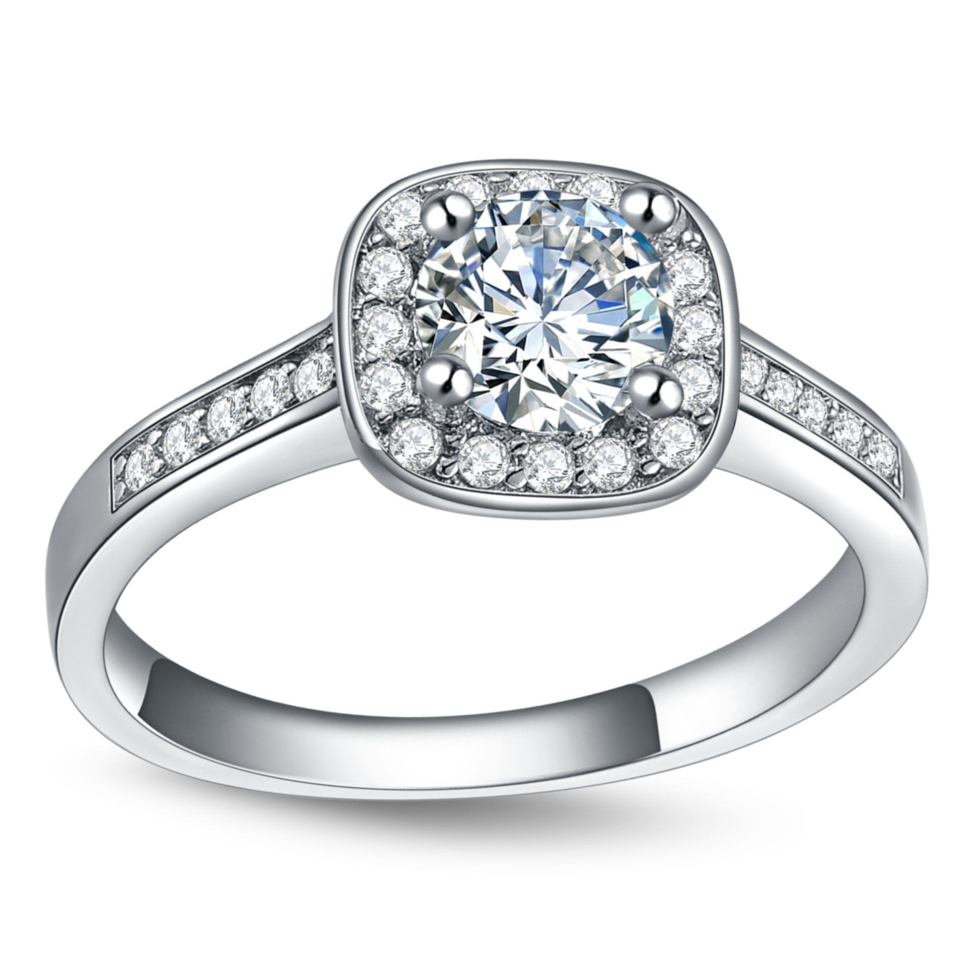 Renee Halo Engagement Ring Cz Women Gold Plated Ginger Lyne Collection