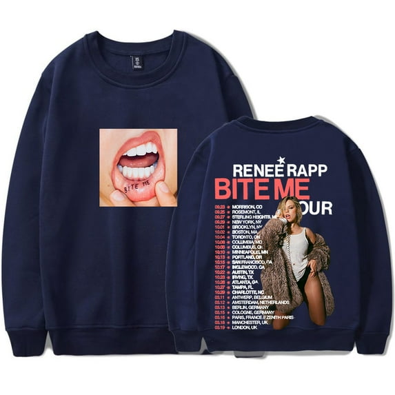 Renee Rap Bite Me Tour 2025 Merch Long Sleeve Tee Cosplay Women Men HipHop Crewneck Sweatshirts