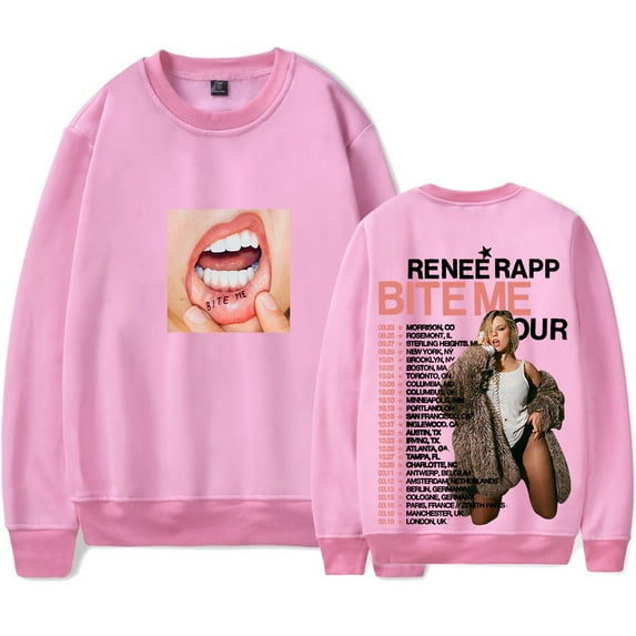 Renee Rap Bite Me Tour 2025 Merch Long Sleeve Tee Cosplay Women Men HipHop Crewneck Sweatshirts