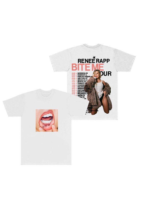 Renee Rap Bite Me Tour 2025 Merch T-Shirts Crewneck Short Sleeve Women Men HipHop Streetwear Tee