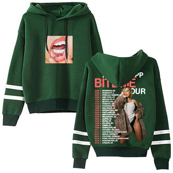 Renee Rap Bite Me Tour 2025 Pullover Hoodies Pocketless Parallel Bars Sleeve Streetwear
