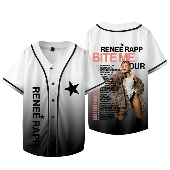 Renee Rapp Bite Me Tour 2025 Baseball Jacket Tee Women Men Fashion V-neck Short Sleeve T-shirts