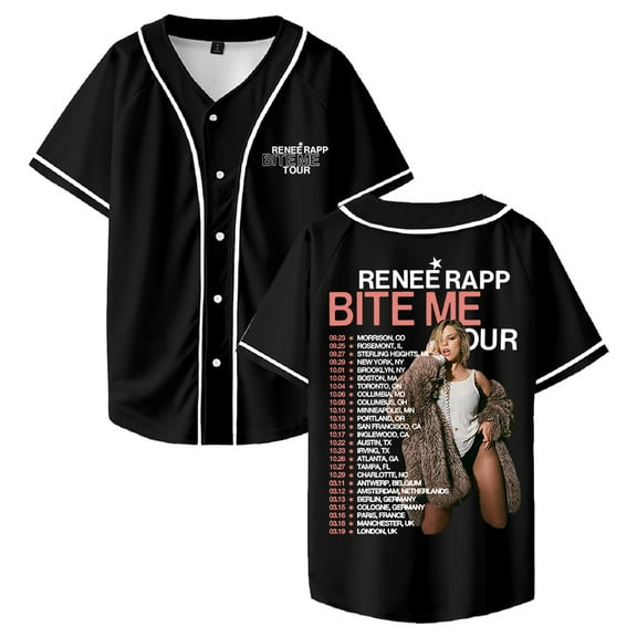 Renee Rapp Bite Me Tour 2025 Baseball Jersey Short Sleeve Button-up Shirts Men Women Streetwear Tops