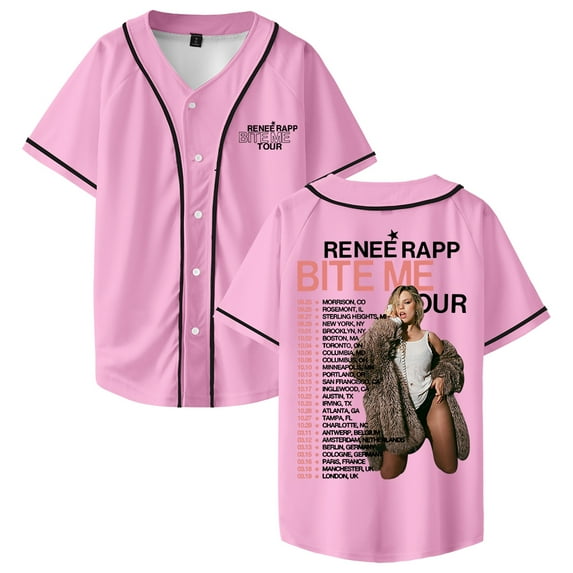 Renee Rapp Bite Me Tour 2025 Baseball Jersey Short Sleeve Button-up Shirts Men Women Streetwear Tops