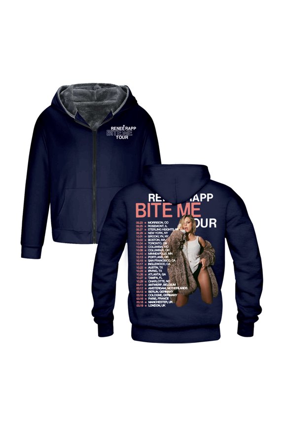 Reneé Rapp Bite Me Tour 2025 Zipper Hoodie Long Sleeve Streetwear Men Women Jacket Parkas Winter Coat
