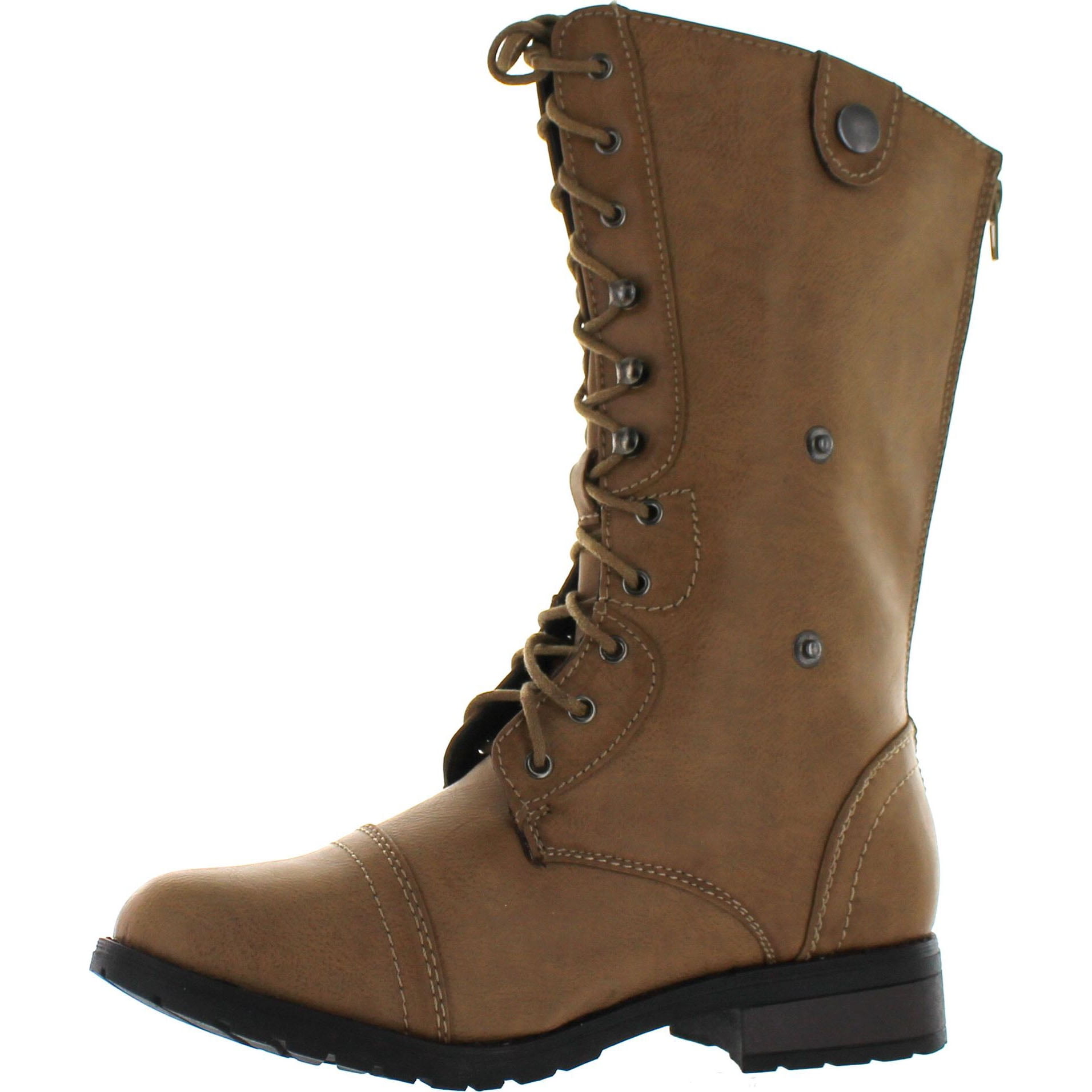 Reneeze ALICE08 Women's MidCalf Combat Boots with Foldable Lace Up