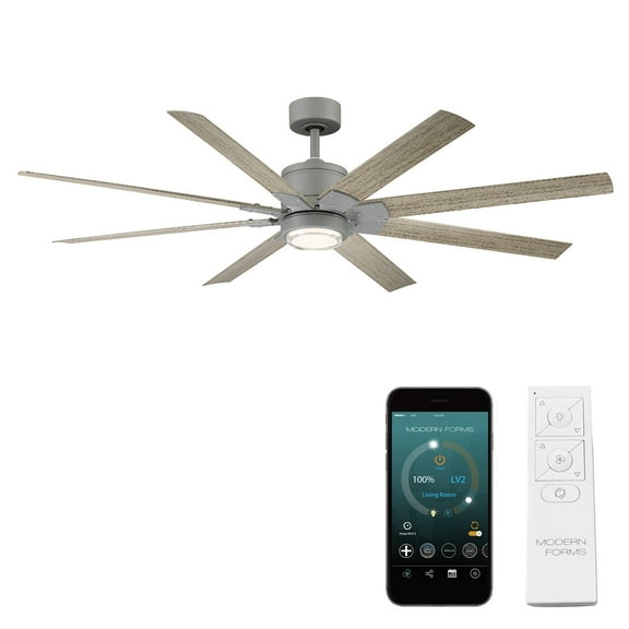Renegade 66" Graphite/Weathered Wood Dimmable LED Smart Ceiling Fan with Remote Control