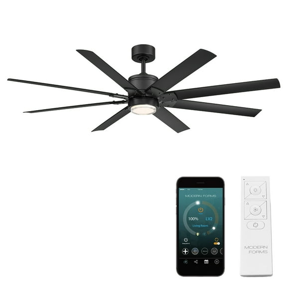 Renegade 66" Matte Black Dimmable LED Smart Ceiling Fan with Remote Control