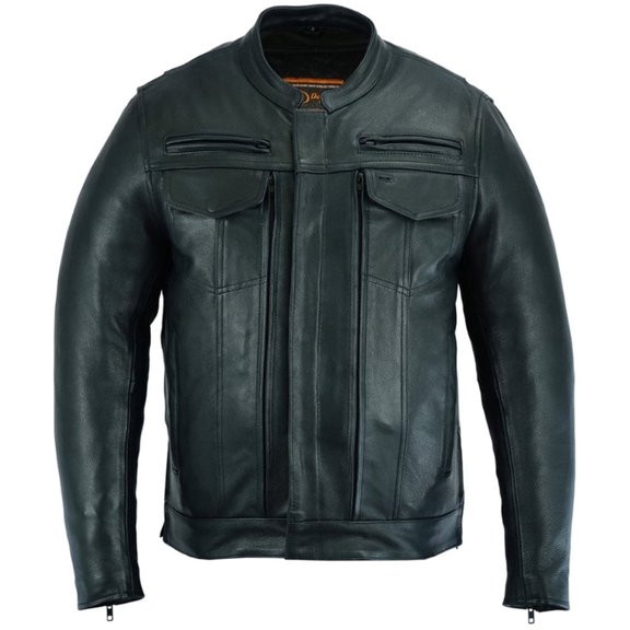 Renegade Classic - Blaze Runner - Mens Motorcycler Biker Riding Leather Jacket - Black - 5X Large