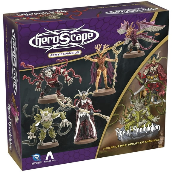 Renegade Game Studios: Heroscape - Heroes of Aboreas - Army Expansion - 5 Fully Assembled Unpainted Miniatures, 5 Army Cards, Embers Of War