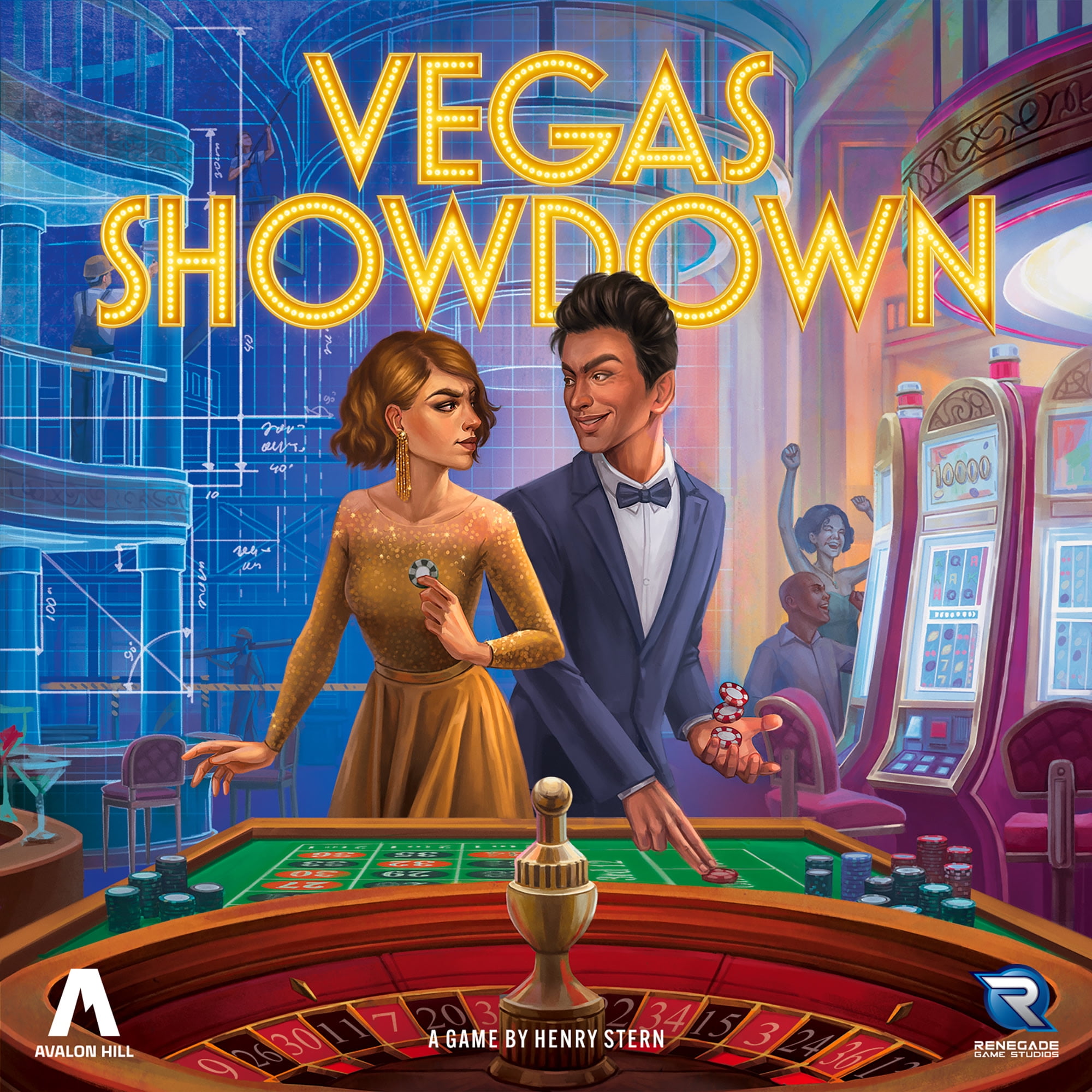 Renegade Game Studios: Vegas Showdown - Bidding & Strategy Board Game, Build The Most Famous Hotel/Casino, Family Ages 12+, 3-5 Players, 75 Min Renegade Game Studios: Vegas Showdown - Bidding & Strategy Board Game, Build The Most Famous Hotel/Casino, Family Ages 12+, 3-5 Players, 75 Min