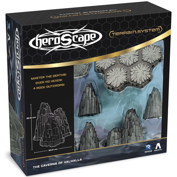Renegade Games: Heroscape - The Caverns of Valhalla Terrain Expansion - 34pc, Dungeon Hexes & Rocky Outcrops Tiles, Hex-Based Miniature Game Accessory