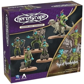 Renegade Games: Heroscape - Chain Gruts & Ramosaur Rider Common Army Expansion - 5 Unpainted Assembled Miniatures, 2 Army Cards, Tabletop Game