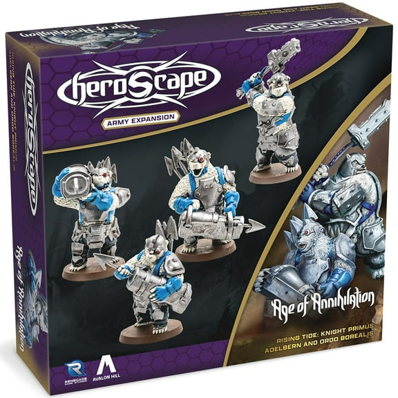 Renegade Games: Heroscape: Rising Tide Knight Primus Adelbern & Ordo Borealis Army Expansion - 2 Fully Assembled Unpainted Miniatures & 2 Army Cards
