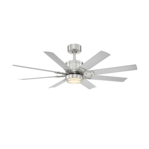 Renegade Indoor and Outdoor 8-Blade Smart Ceiling Fan 52in Brushed Nickel Titanium with 3000K LED Light Kit and Remote Control