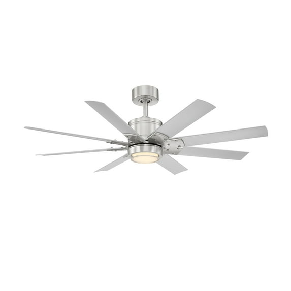 Renegade Indoor and Outdoor 8-Blade Smart Ceiling Fan 52in Brushed Nickel Titanium with 3000K LED Light Kit and Remote Control