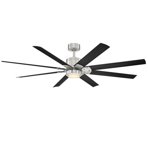 Renegade 66" Brushed Nickel/Matte Black Dimmable LED Smart Ceiling Fan with Remote Control