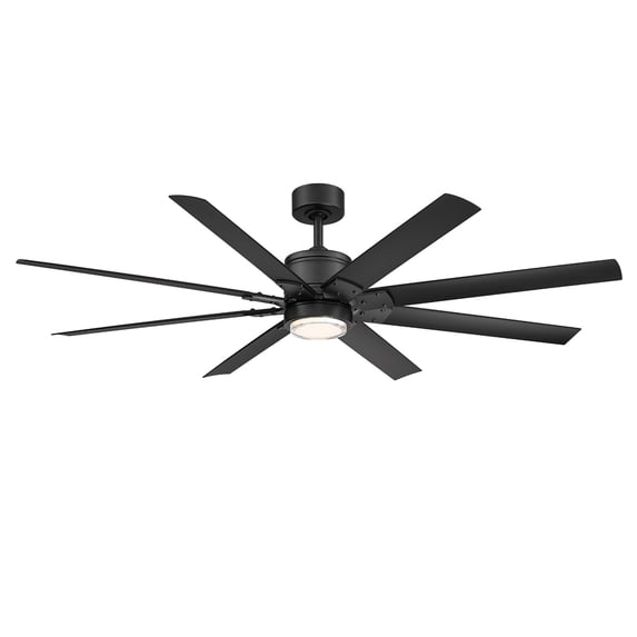 Renegade Indoor and Outdoor 8-Blade Smart Ceiling Fan 66in Matte Black with 3500K LED Light Kit and Remote Control