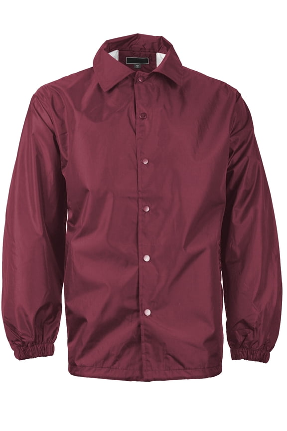 Renegade Men's Lightweight Water Resistant Button Up Windbreaker Coach Jacket (Burgundy, L)