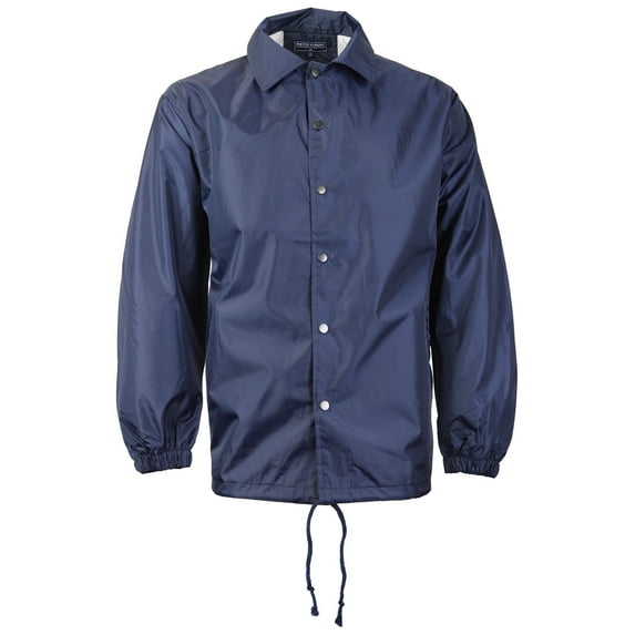 Renegade Men's Lightweight Water Resistant Button Up Windbreaker Coach Jacket (Navy,L)