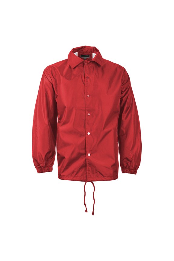 Renegade Men's Lightweight Water Resistant Button Up Windbreaker Coach Jacket (Red,L)