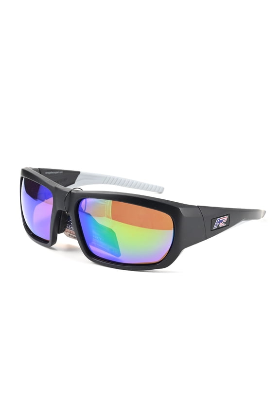USA Sports Revolution 2 Fishing Sunglasses in Matte Black Frame with TAC Brown Tinted Green Mirror Polarized Lens