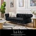 thumbnail image 1 of Renesmee Sofa Black Leather PU Button Tufted 3 Seat Rolled Arms, 1 of 12