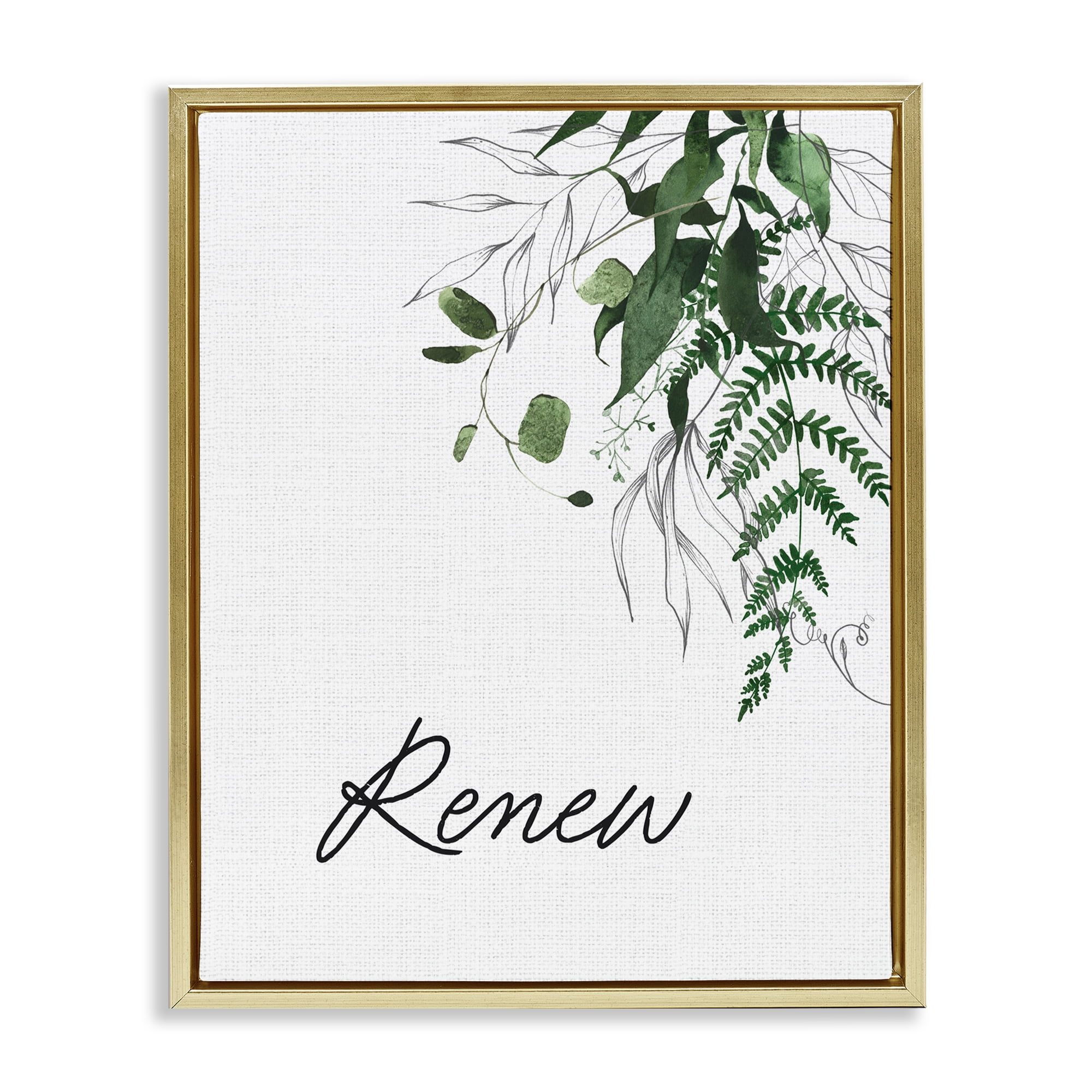 Renew Ferns & Botanicals Gold Framed Floater Canvas Wall Art, design by Lettered and Lined