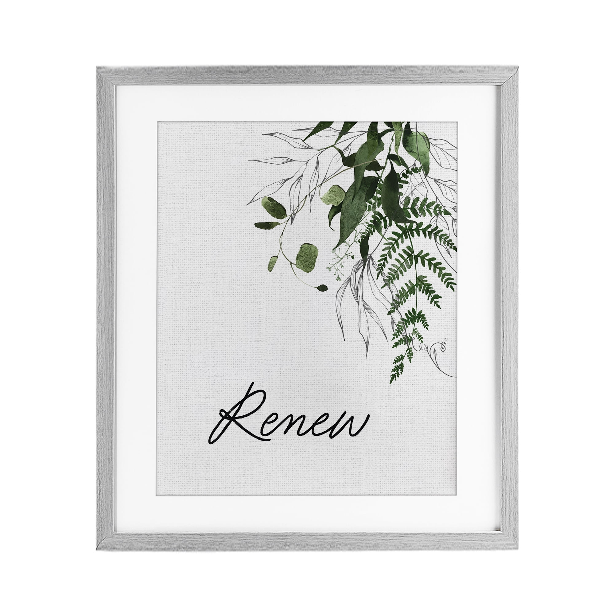 Renew Ferns & Botanicals Gray Framed Print Under Glass, design by Lettered and Lined