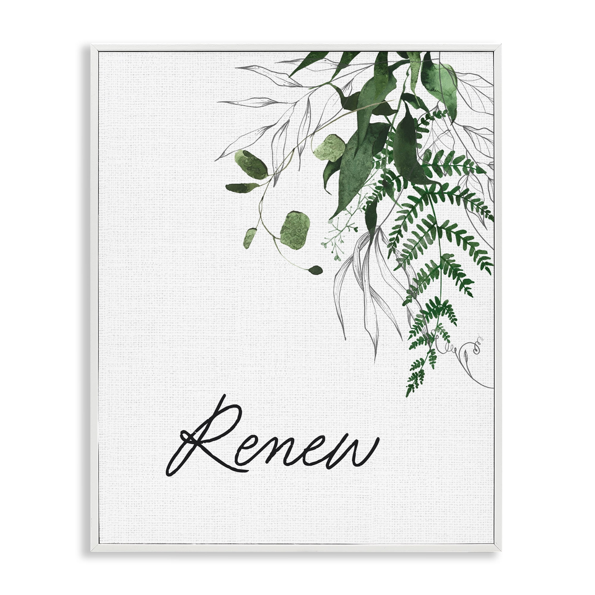 Renew Ferns & Botanicals White Framed Giclee Art, design by Lettered and Lined
