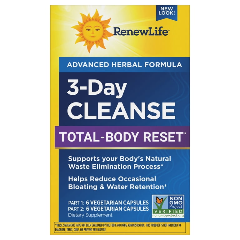 Renew Life Day Cleanse Total Body Reset, 3-Day Herbal Supplement
