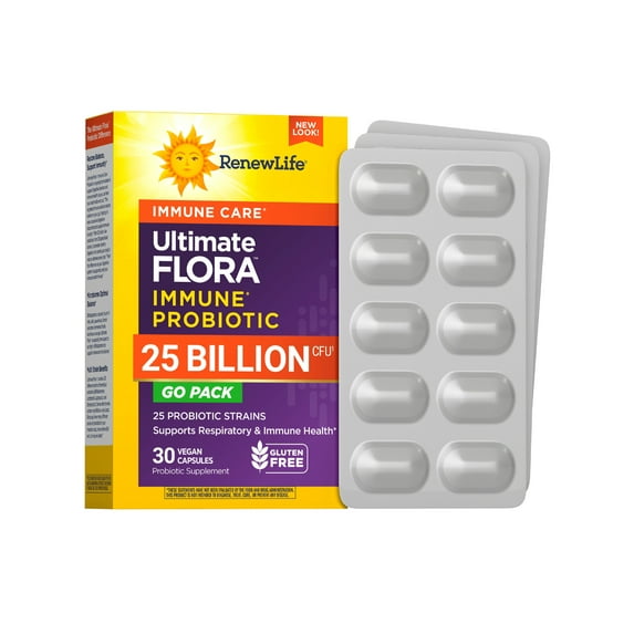 Ultimate Flora Immune Probiotics | 25 Billion CFU | 30 Vegan Capsules | by Renew Life