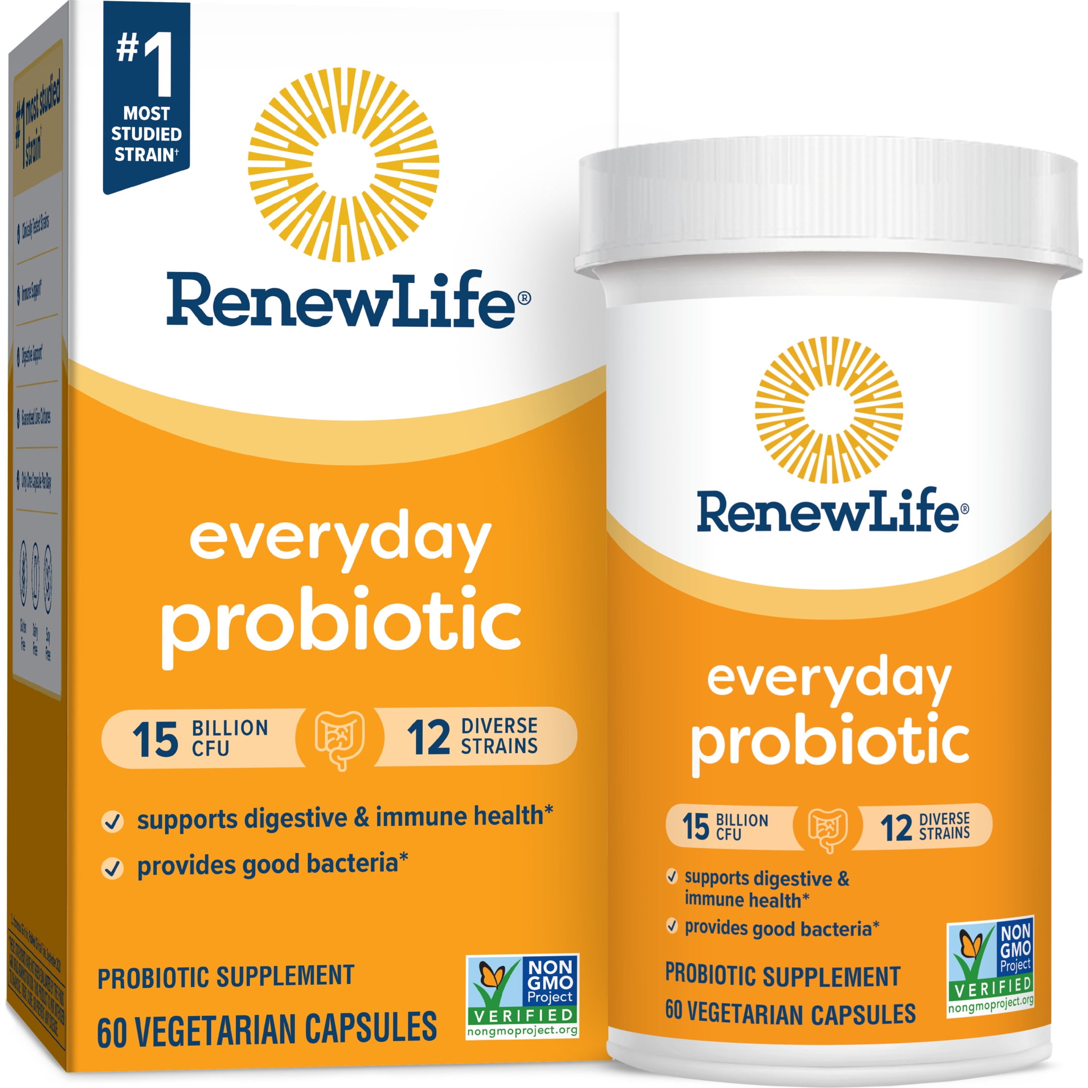 Renew Life Adult Everyday Probiotic Capsules, Unisex, 15 Billion CFU, 60 Count