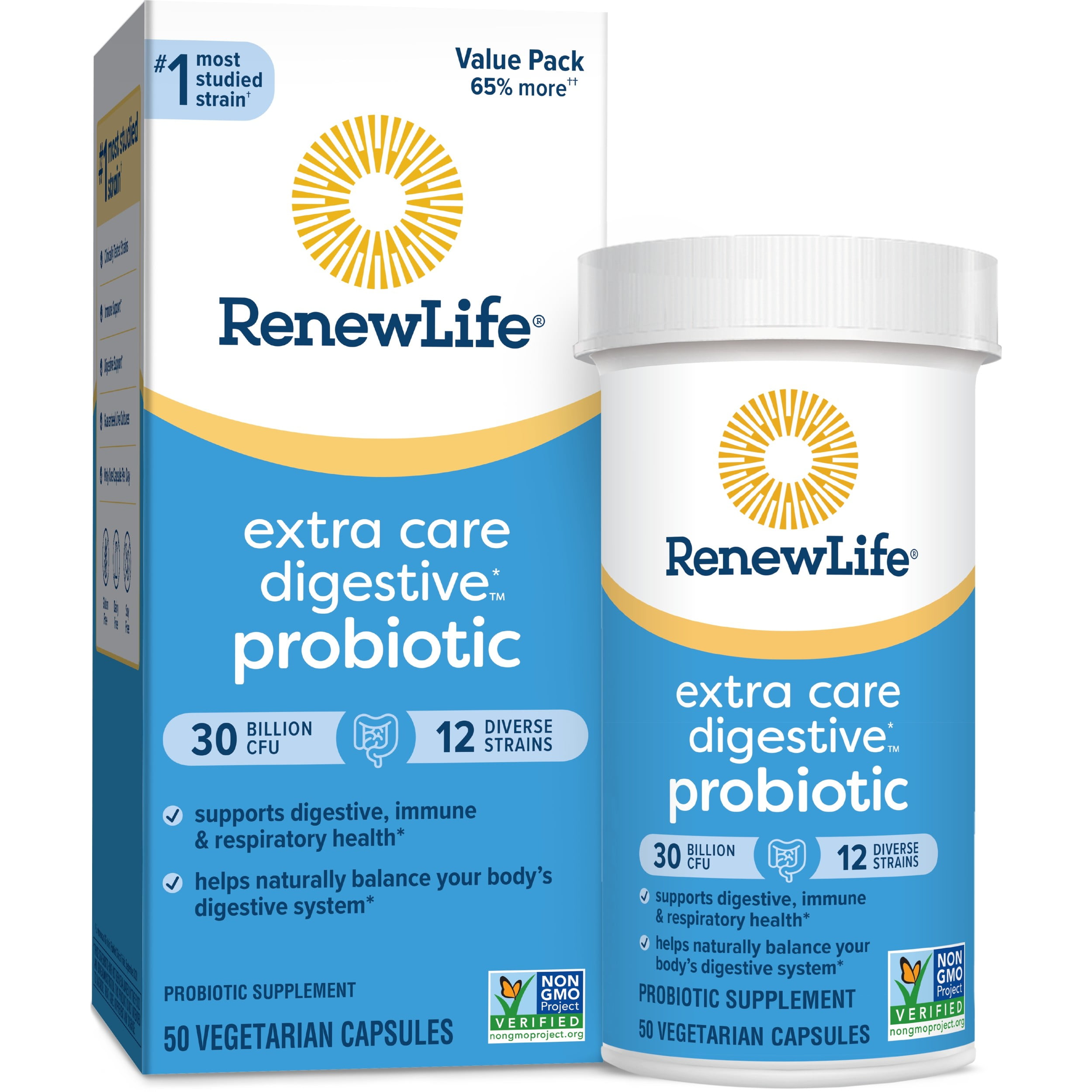 Renew Life Extra Care Digestive Probiotic Capsules, 50 Count