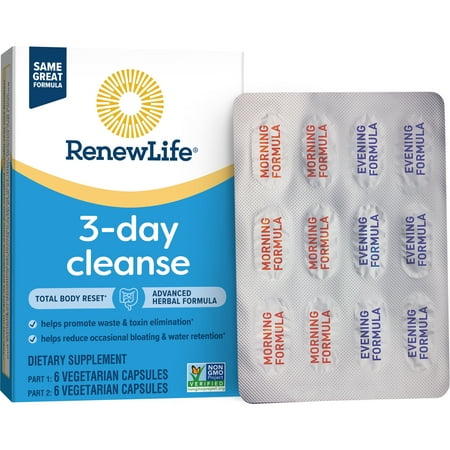 Renew Life Total Body Reset Adult 3-Day Cleanse Supplement, Unisex, 12 Count