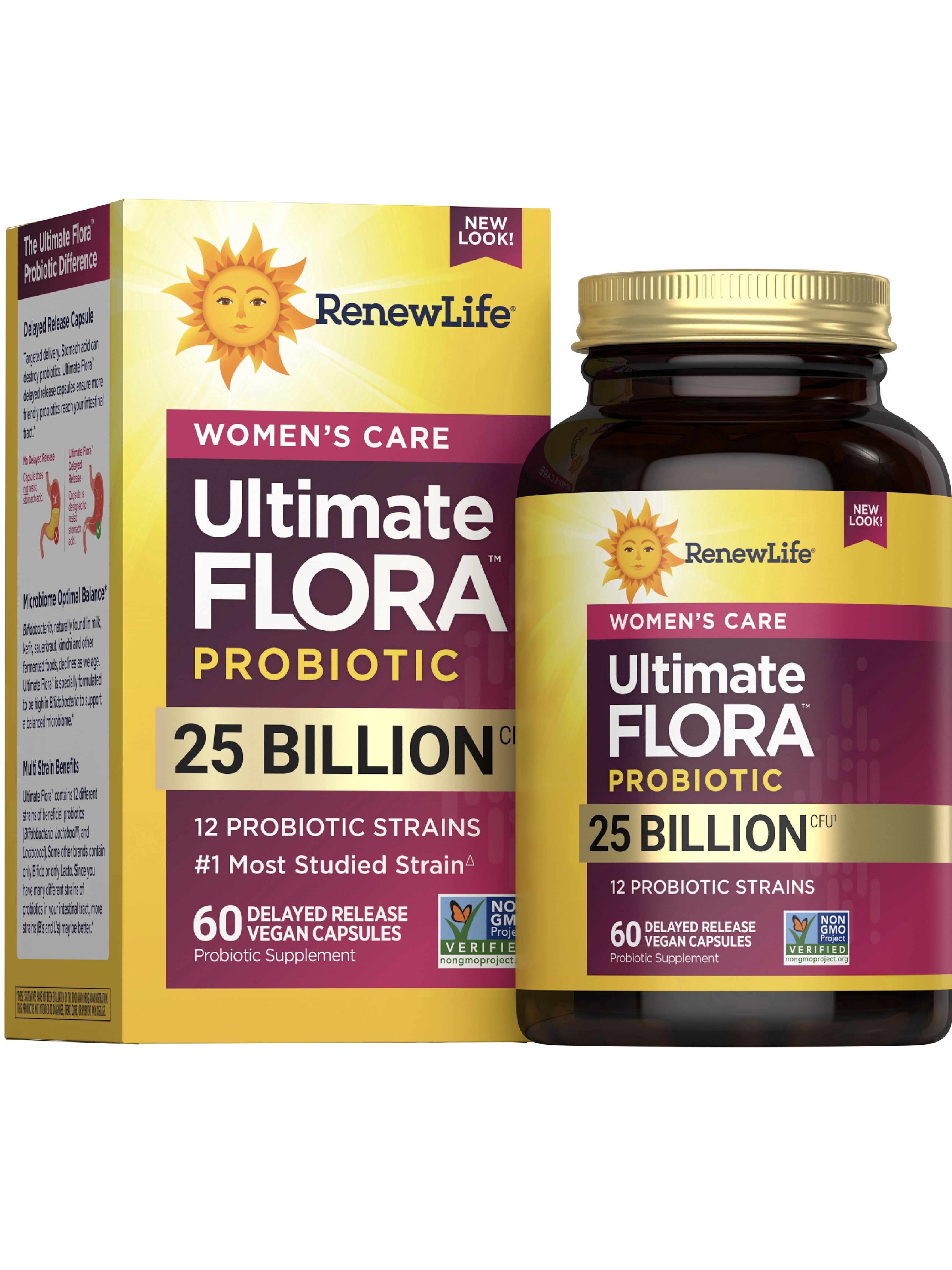 Ultimate Flora Probiotic Supplement | 60 Vegan Capsules | 25 Billion CFU | by Renew Life