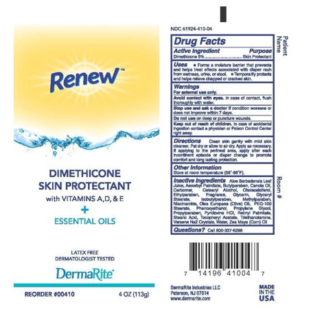 Renew Skin Protectant, 4 oz. Tube Scented Cream, DermaRite Industries, 00410 - Case of 12