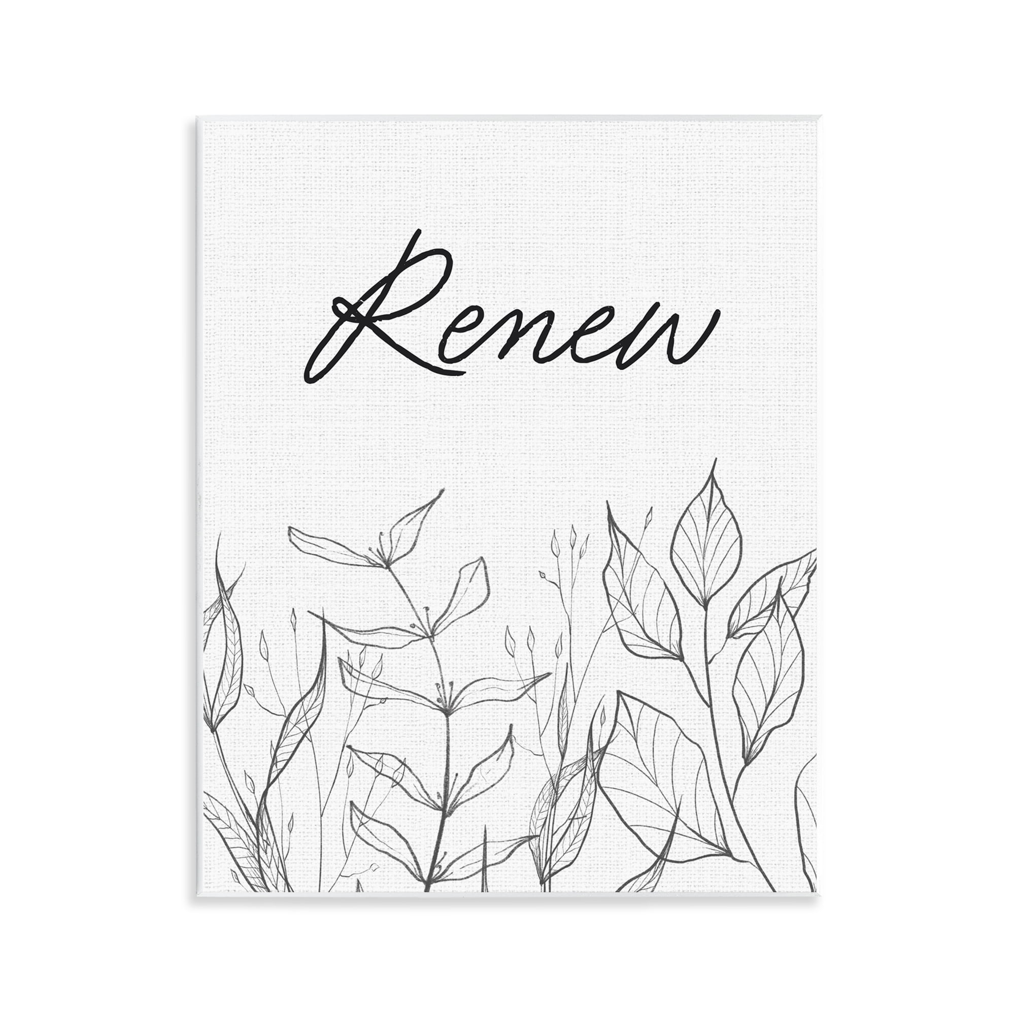Renew with Leaf Outlines Wall Plaque Art, design by Lettered and Lined