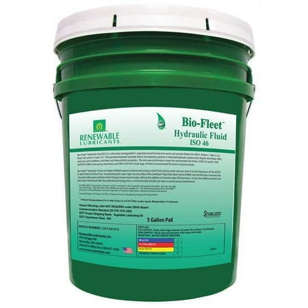 Renewable Lubricants Biodegradable Hydraulic Oil,5 Gal,ISO 46 80834
