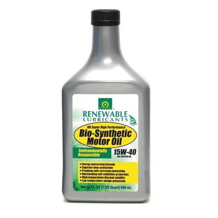 Renewable Lubricants Engine Oil, 15W-40, Bio-Synthetic, 1 Qt. 85351