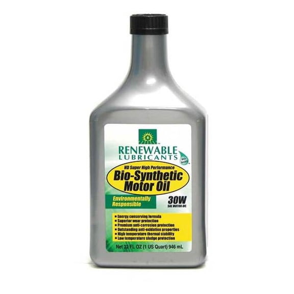 Renewable Lubricants Engine Oil, SAE 30, Bio-Synthetic, 1 Qt. 85241