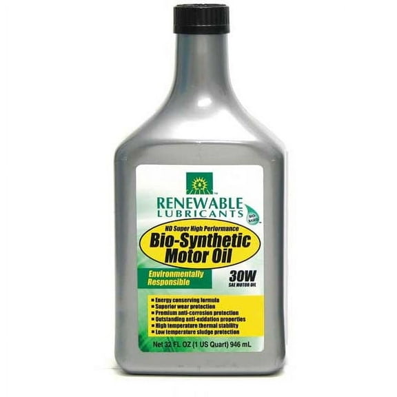 Renewable Lubricants Engine Oil, SAE 30, Bio-Synthetic, 1 Qt. 85241