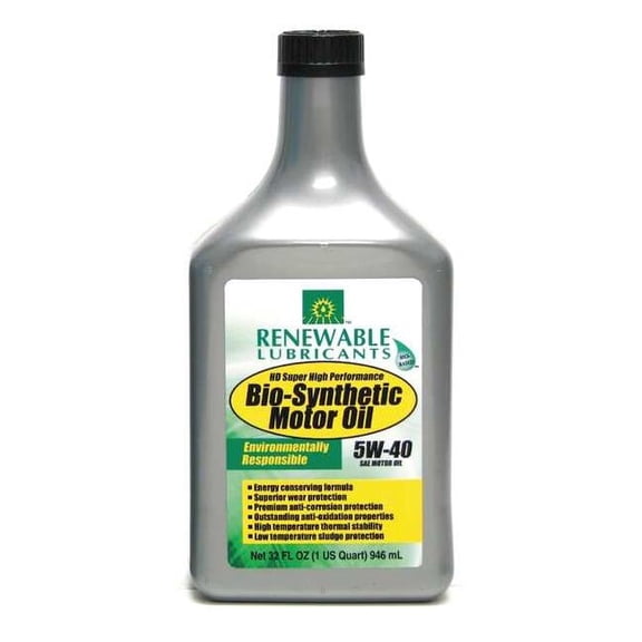 Renewable Lubricants Engine Oil, 5W-40, Bio-Synthetic, 1 Qt. 85251