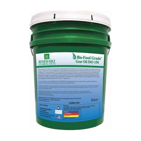 5 gal. Bio-Food Grade Gear Oil Pail, 150 ISO Viscosity, Light Amber 87244